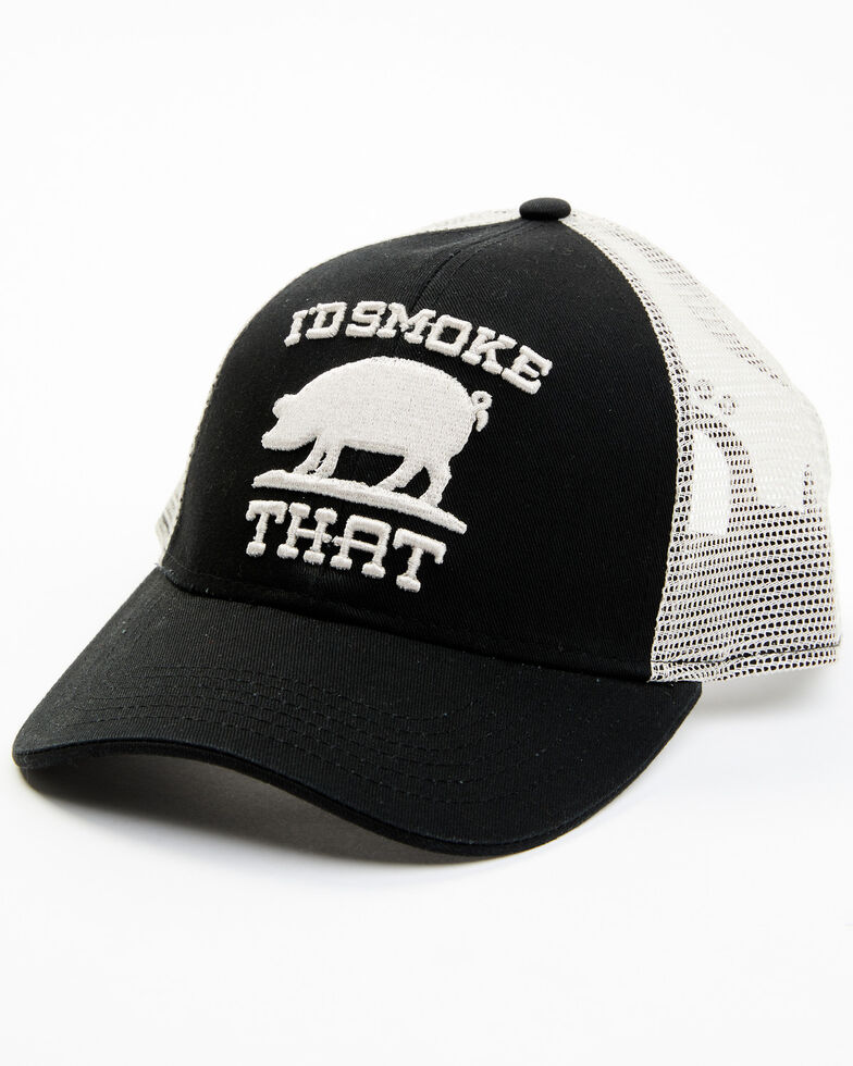 Cody James Men's I'd Smoke That Pig Graphic Mesh-Back Ball Cap , Black, hi-res