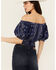 Image #4 - Beyond The Radar Women's Bandana Print Cropped Top, Navy, hi-res