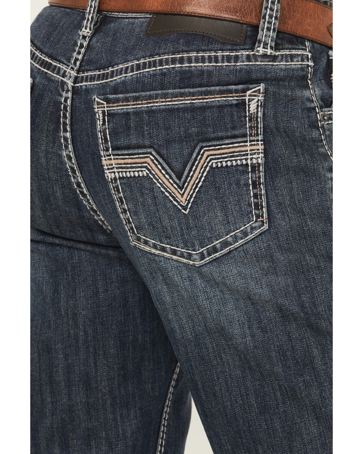 Image #4 - Rock & Roll Denim Men's Dark Wash Tapered Bootcut Stretch Denim Jeans, Dark Wash, hi-res