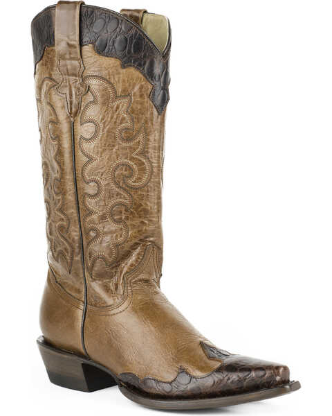 Roper Women's Faux Sea Turtle Wingtip Cowgirl Boots - Snip Toe, Brown, hi-res