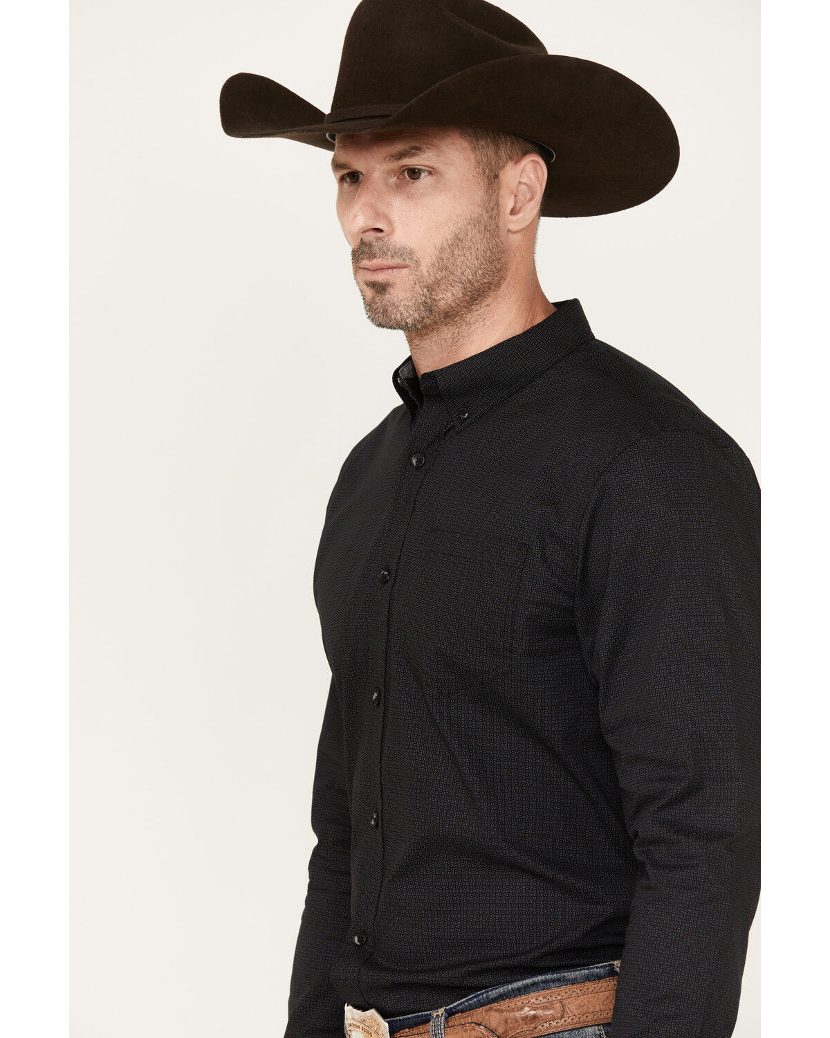 Image #2 - Cody James Men's Bedrock Solid Long Sleeve Stretch Button-Down Western Shirt, Grey, hi-res
