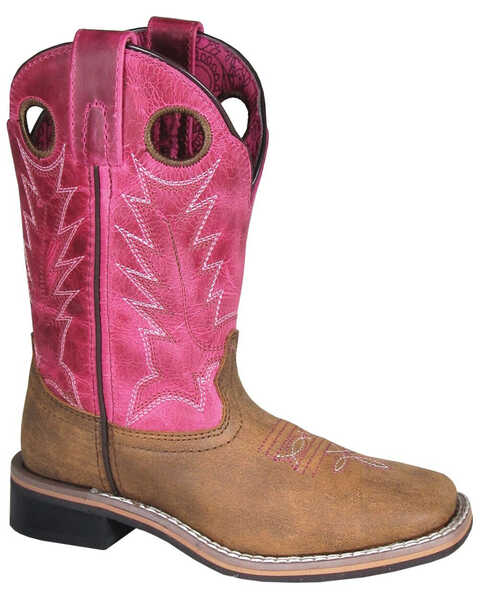 Smoky Mountain Little Girls' Tracie Western Boots - Square Toe, Brown/pink, hi-res