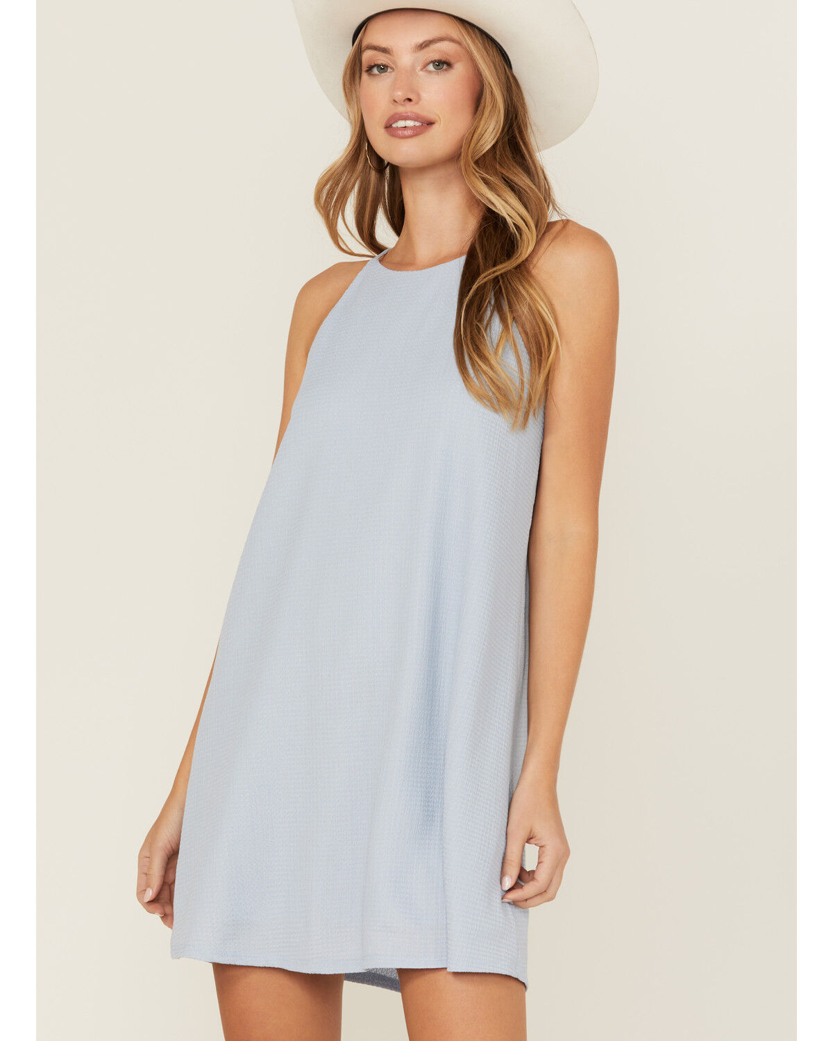 Image #1 - Wild Moss Women's Goddness Solid Mini Dress, Light Blue, hi-res