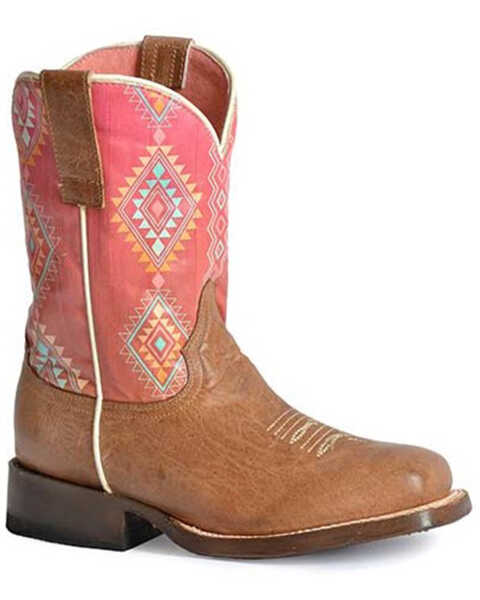 Roper Boys' Dakota Western Boots - Broad Square Toe, Tan, hi-res