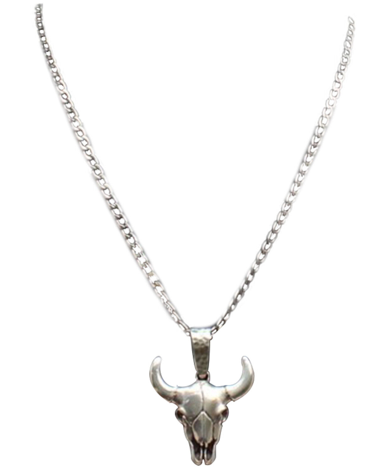 Image #1 - Twister Men's Silver Longhorn Necklace, Silver, hi-res