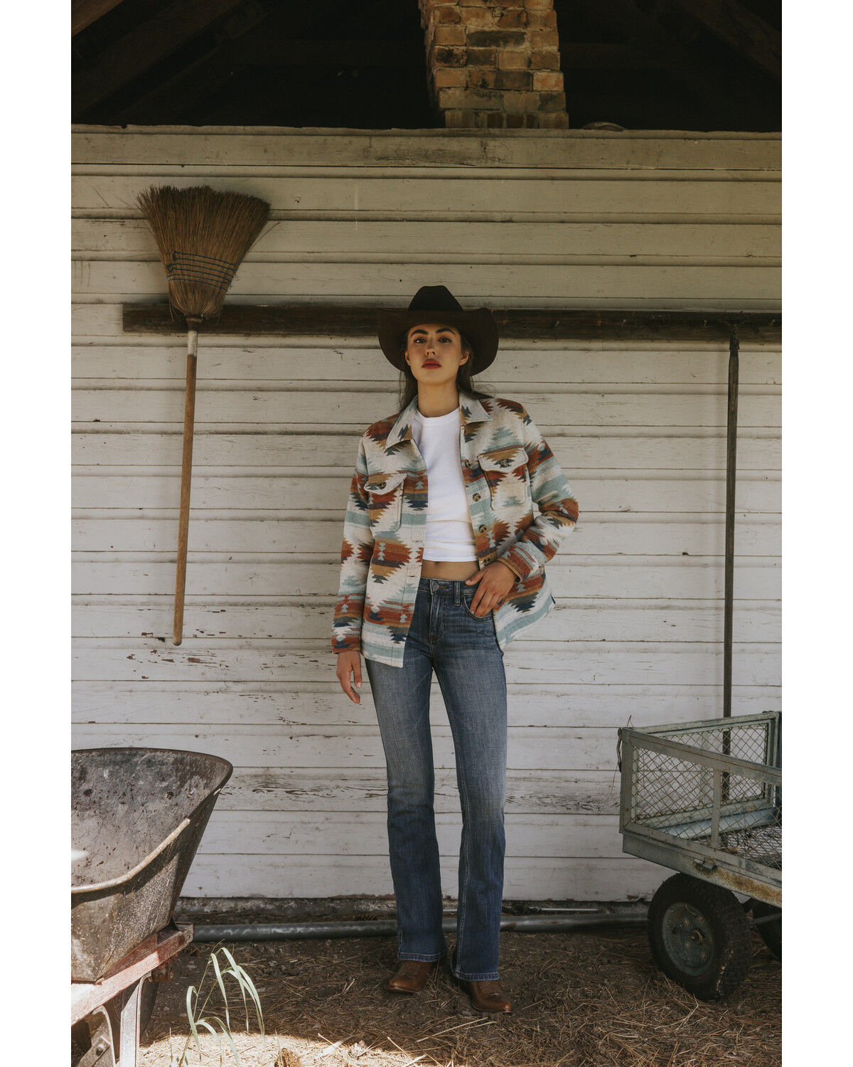 Image #1 - Idyllwind Women's Dusk Southwestern Print Shacket, Stone, hi-res
