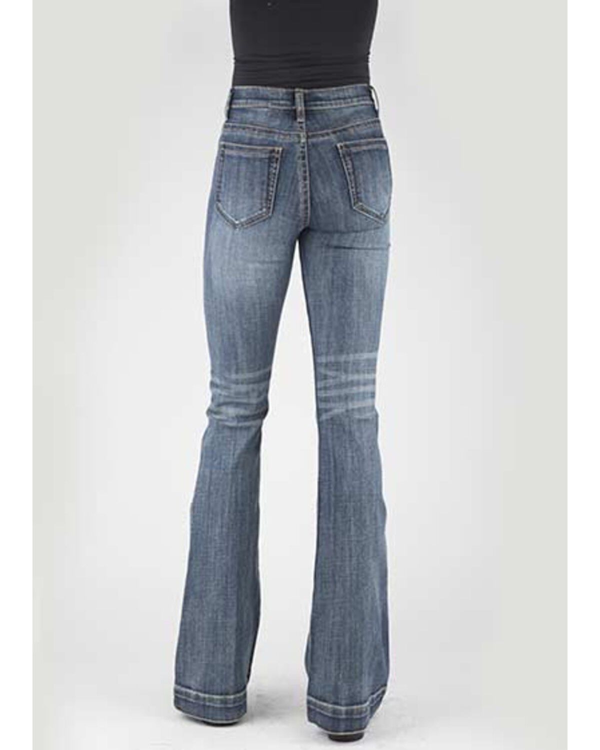 Image #3 - Stetson Women's 921 Medium Wash High Rise Plain Pocket Flare Jean, Blue, hi-res