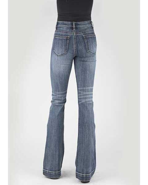 Image #3 - Stetson Women's 921 Medium Wash High Rise Plain Pocket  Flare Jean, Blue, hi-res