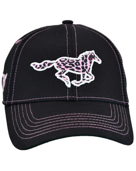 Cowgirl Hardware Girls' Leopard Pony Patch Ball Cap, Brown, hi-res