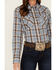 Image #3 - Wrangler Women's Plaid Print Long Sleeve Pearl Snap Western Shirt, Blue, hi-res