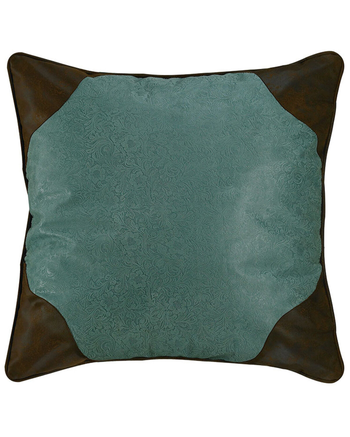 Image #1 - HiEnd Accents Tooled Turquoise Faux Leather Euro Sham, Multi, hi-res