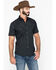 Ely Walker Men's Tonal Dobby Striped Short Sleeve Western Shirt, Black, hi-res
