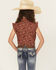 Image #4 - Shyanne Girls' Ditsy Floral Print Ruffle Sleeve Snap Stretch Western Shirt, Mahogany, hi-res