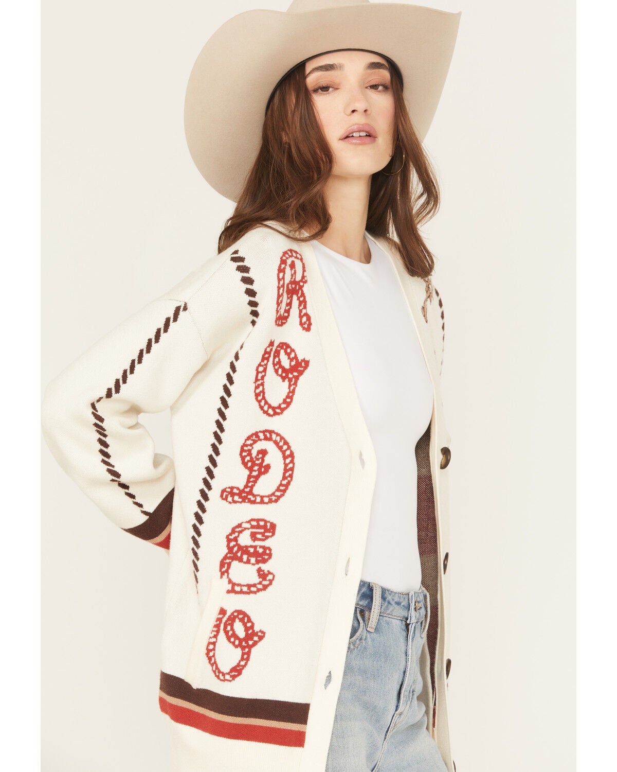 Cruel Girl Women's Rodeo Cardigan, Cream, hi-res
