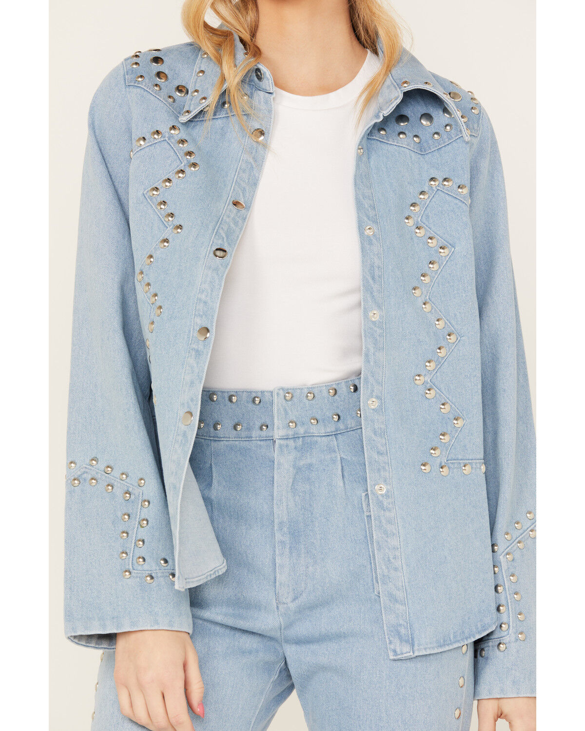 Image #3 - Understated Leather Women's Bluegrass Studded Denim Western Jacket, Blue, hi-res