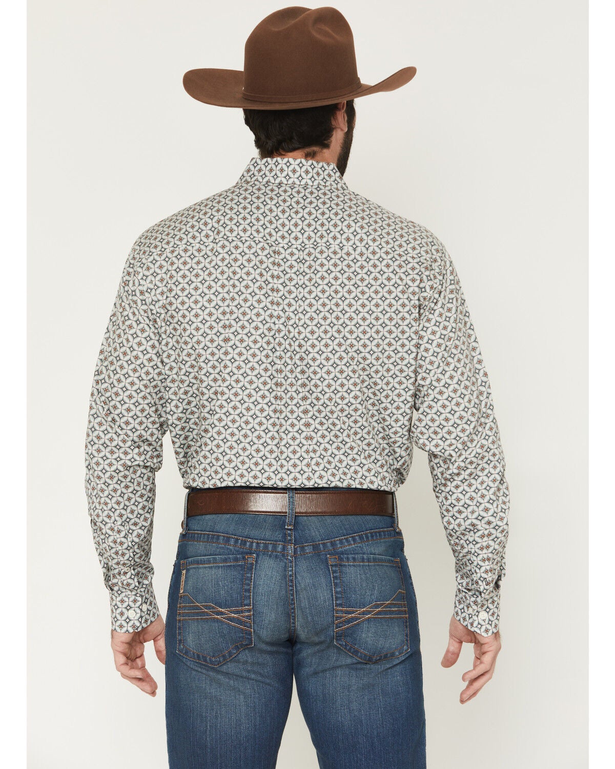 Image #4 - Cinch Men's Geo Print Long Sleeve Button-Down Western Shirt, Cream, hi-res