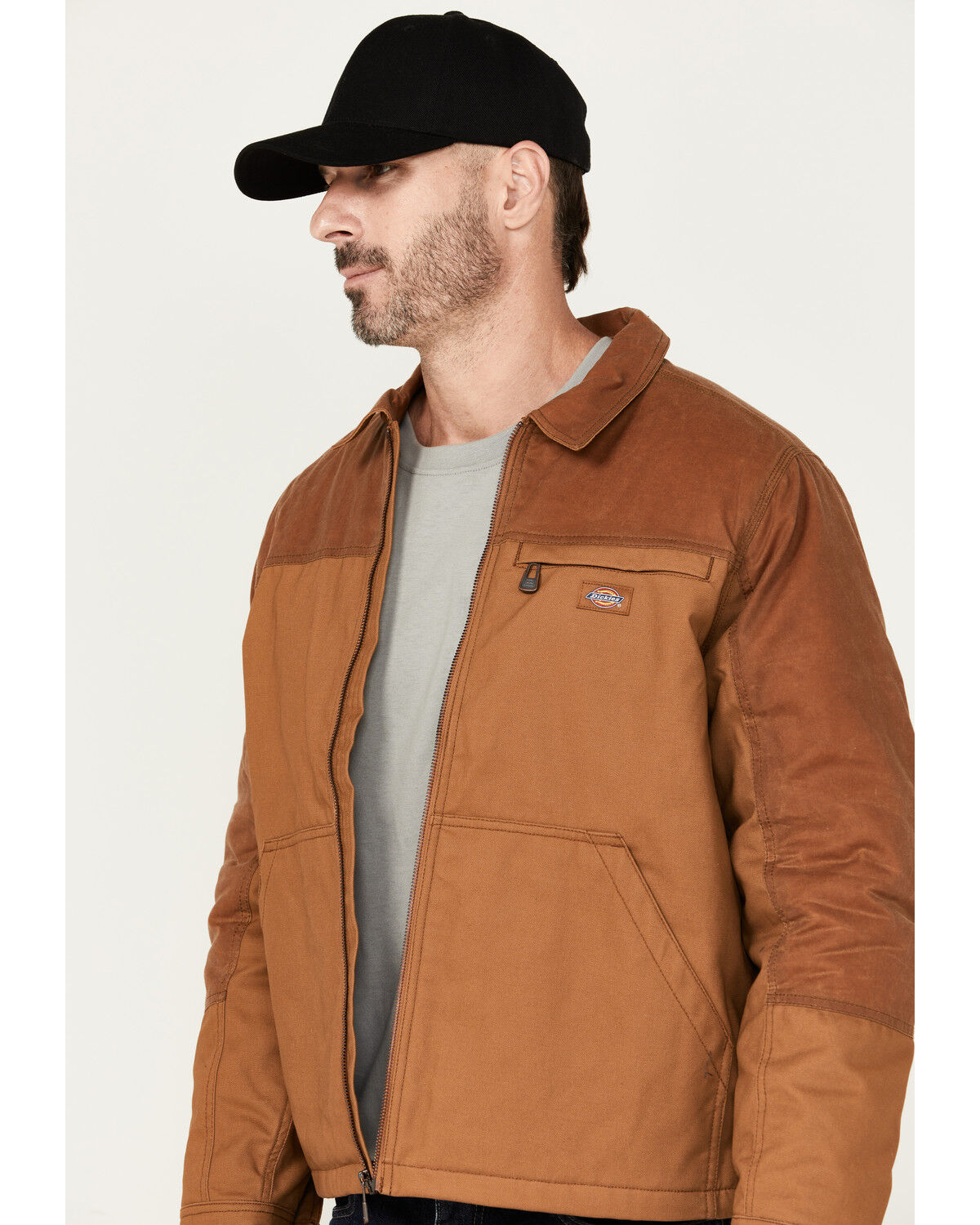 Image #3 - Dickies Men's Eisenhower Wax Coated Canvas Work Jacket, Brown, hi-res