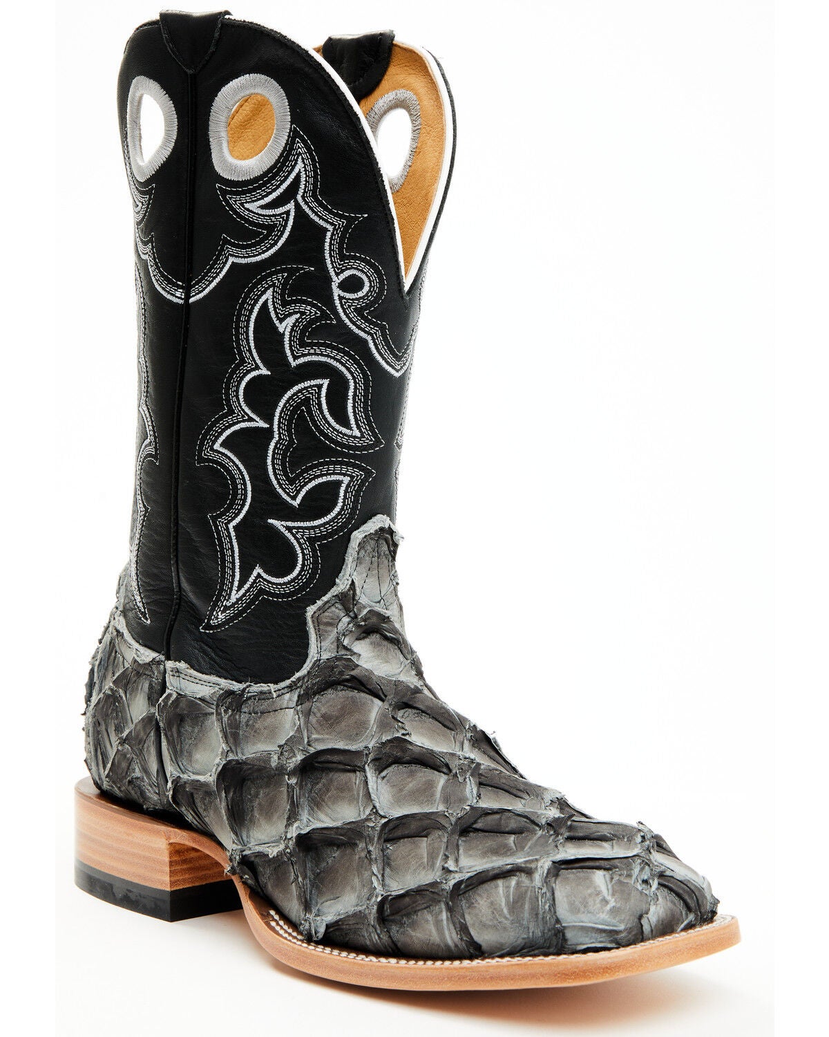 Cody James Men's Exotic Pirarucu Western Boots - Broad Square Toe, Black, hi-res