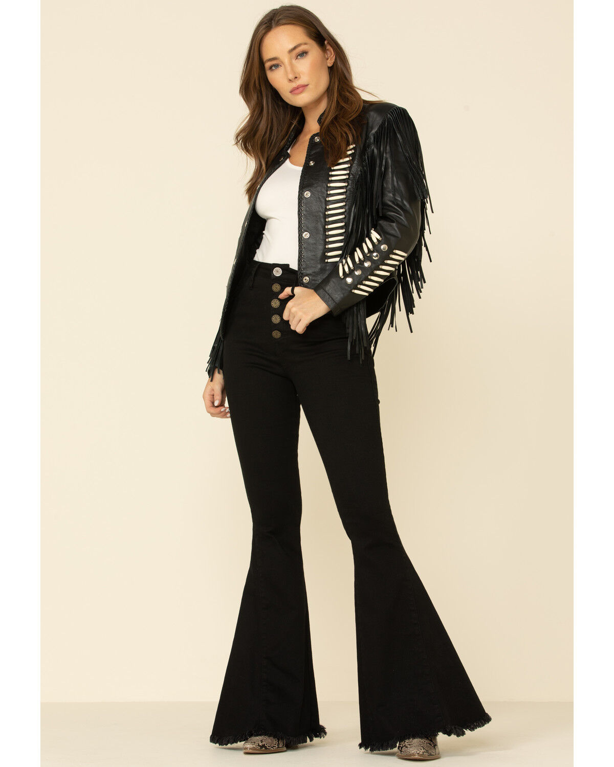 Image #2 - Liberty Wear Women's Black Fringe Sheep Napa Jacket, Black, hi-res