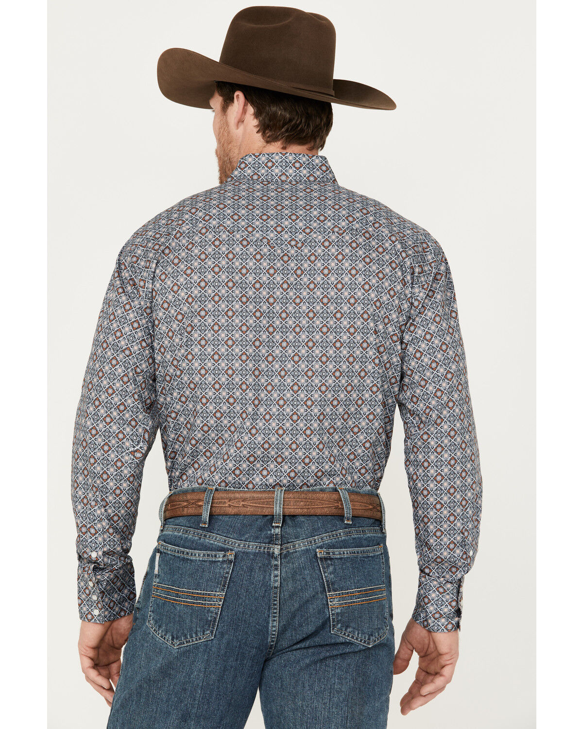 Image #4 - Roper Men's Amarillo Medallion Long Sleeve Western Snap Shirt, Grey, hi-res