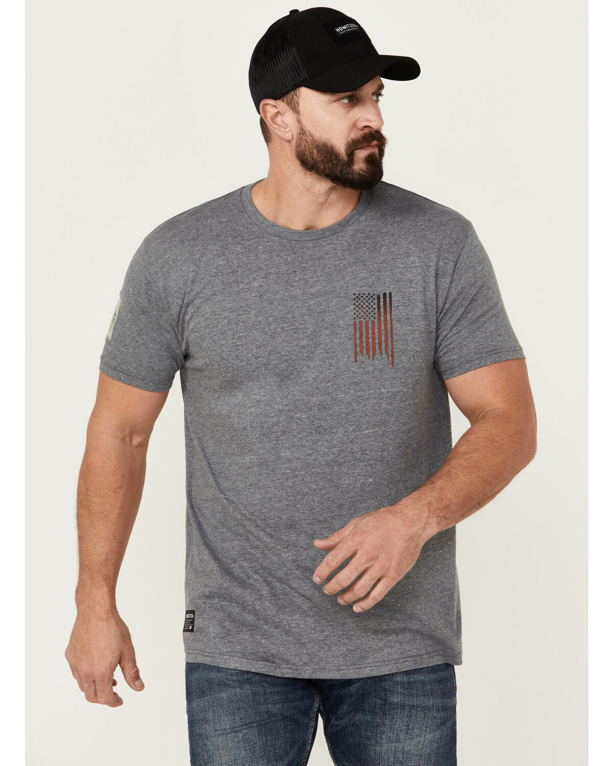 Image #2 - Howitzer Men's Freedom Spine Short Sleeve Graphic T-Shirt, Charcoal, hi-res