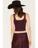 Image #4 - Idyllwind Women's Faux Suede Sleeveless Lace-Up Top, Wine, hi-res