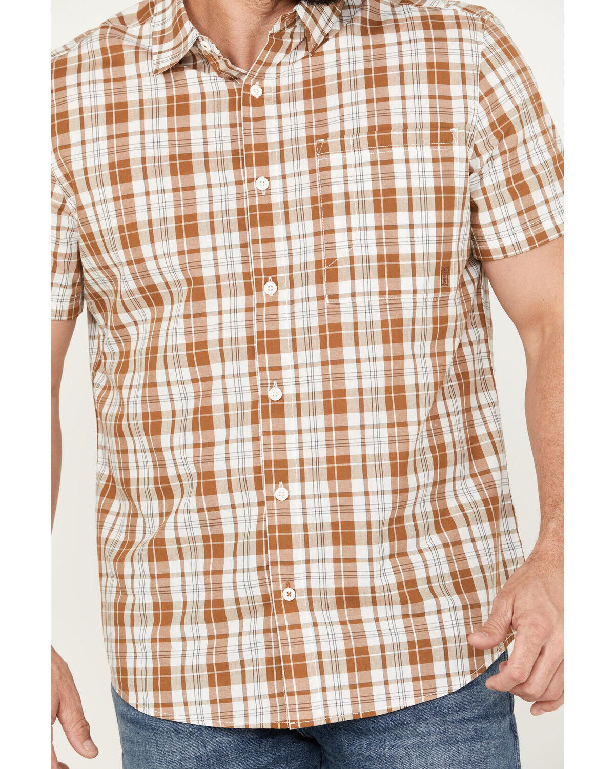 Image #3 - Brothers and Sons Men's Tulsa Plaid Print Short Sleeve Button-Down Western Shirt, Rust Copper, hi-res