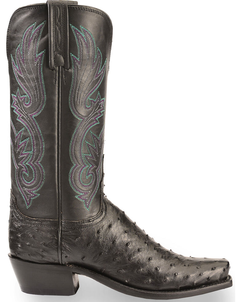 Lucchese Women's Handmade Black Dolly Full Quill Ostrich Western Boots