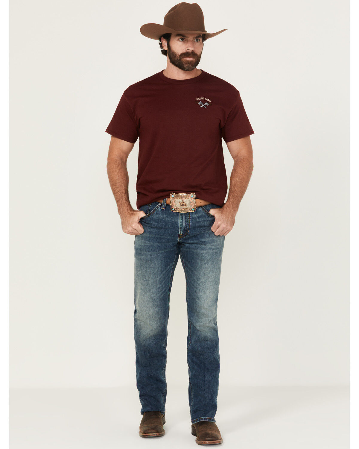Image #1 - RANK 45® Men's Roadrunner Medium Wash Slim Straight Stretch Denim Jeans - Tall, Medium Wash, hi-res