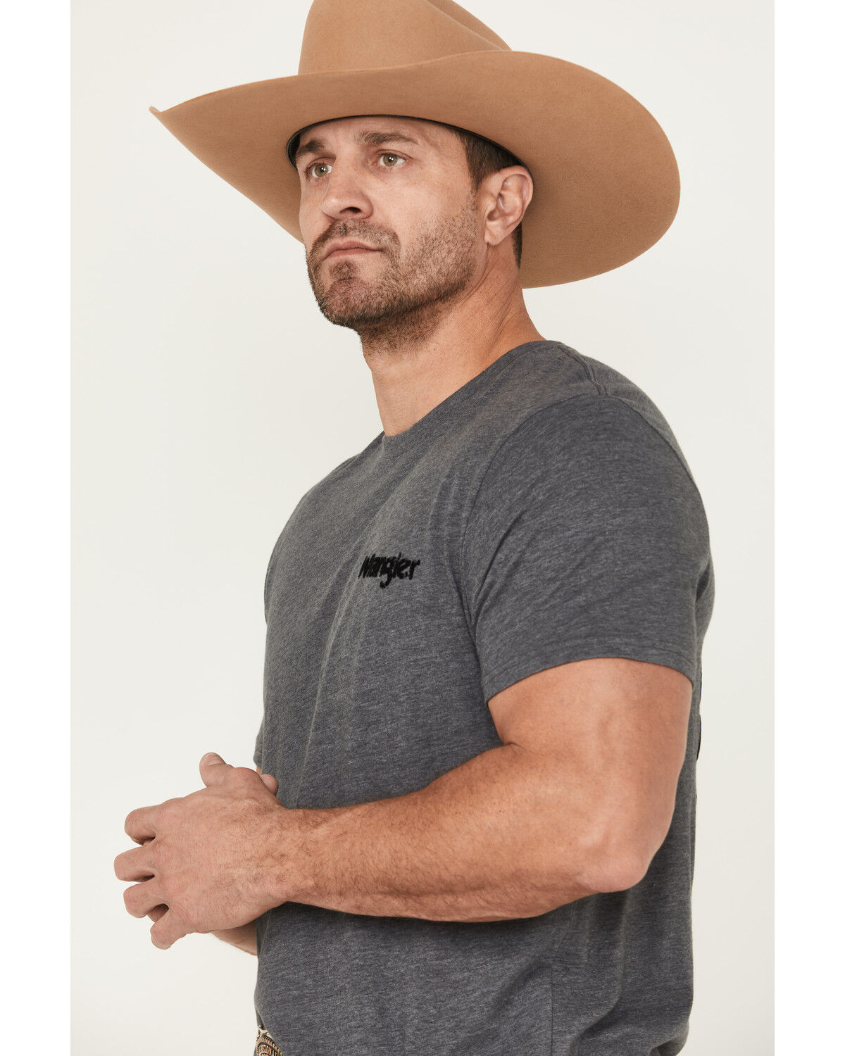 Image #4 - Wrangler Men's Born Free Short Sleeve Graphic T-Shirt, Heather Grey, hi-res