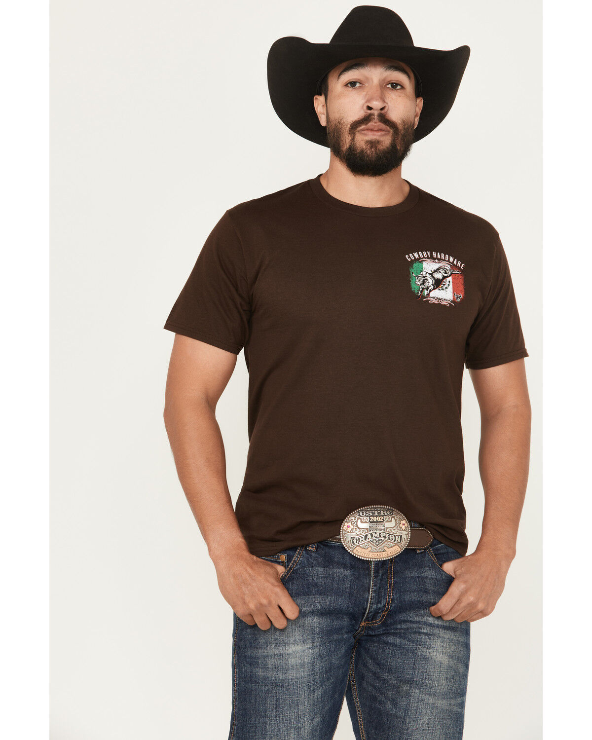 Image #3 - Cowboy Hardware Men's Mexican Flag Short Sleeve Graphic T-Shirt, Dark Brown, hi-res