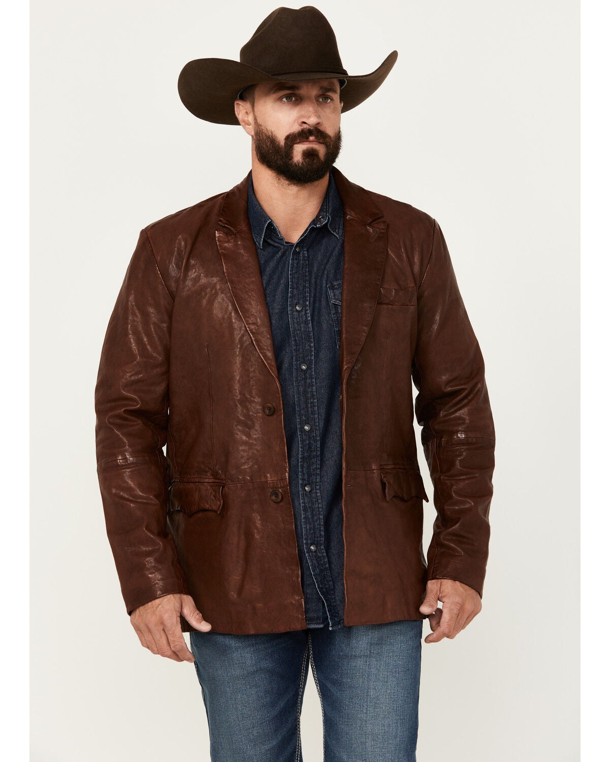 Moonshine Spirit&reg; Men's Leather Blazer, Cognac, hi-res