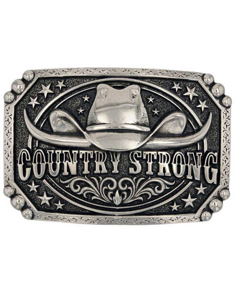 Montana Silversmiths Country Strong Attitude Buckle, Silver, hi-res