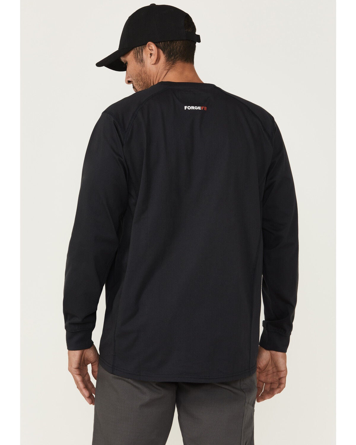 Image #4 - Forge Workwear Men's FR Solid Lightweight Long Sleeve Work Shirt, Navy, hi-res