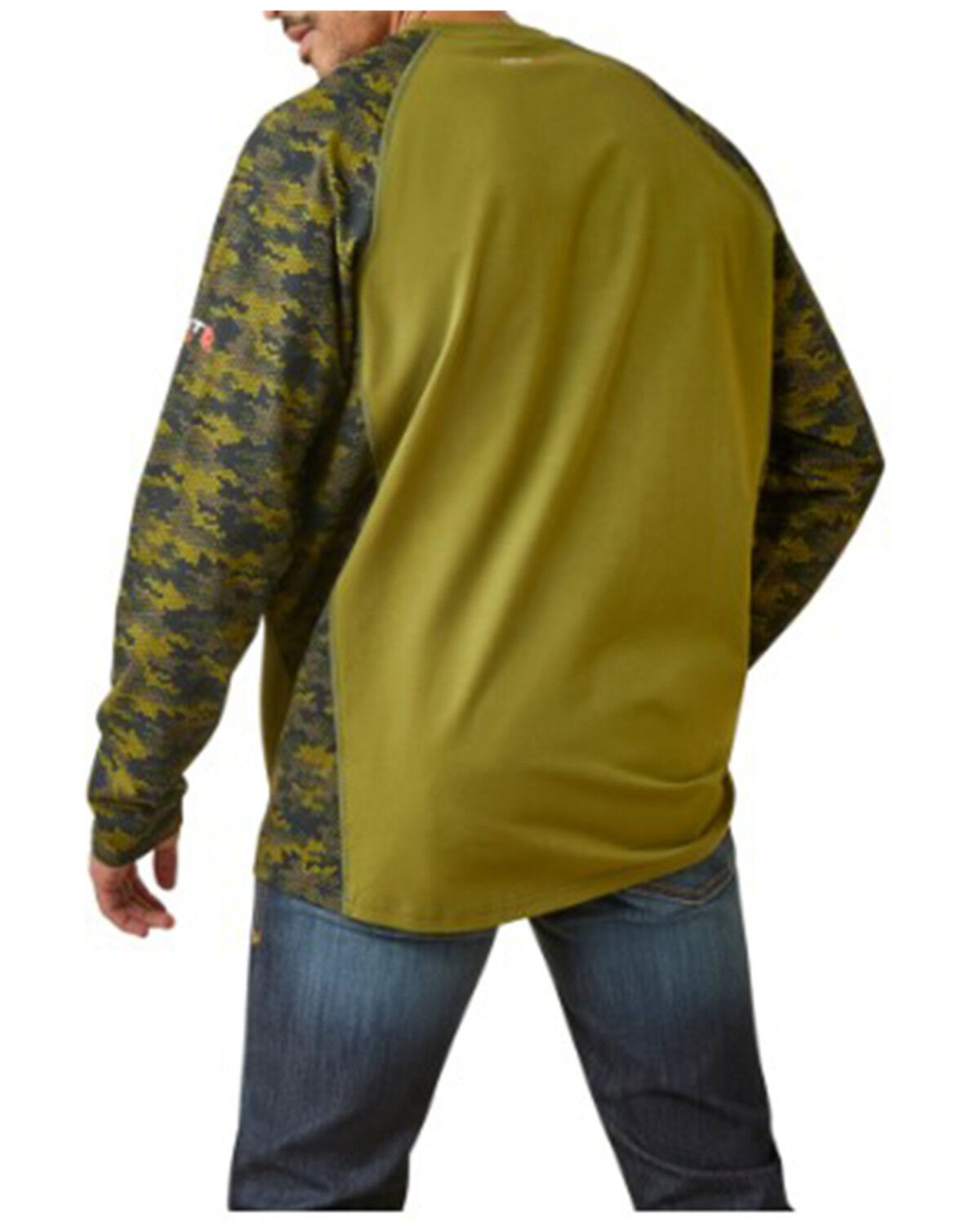 Image #2 - Ariat Men's FR Stretch Camo Print Long Sleeve Baseball Work Shirt, Green, hi-res