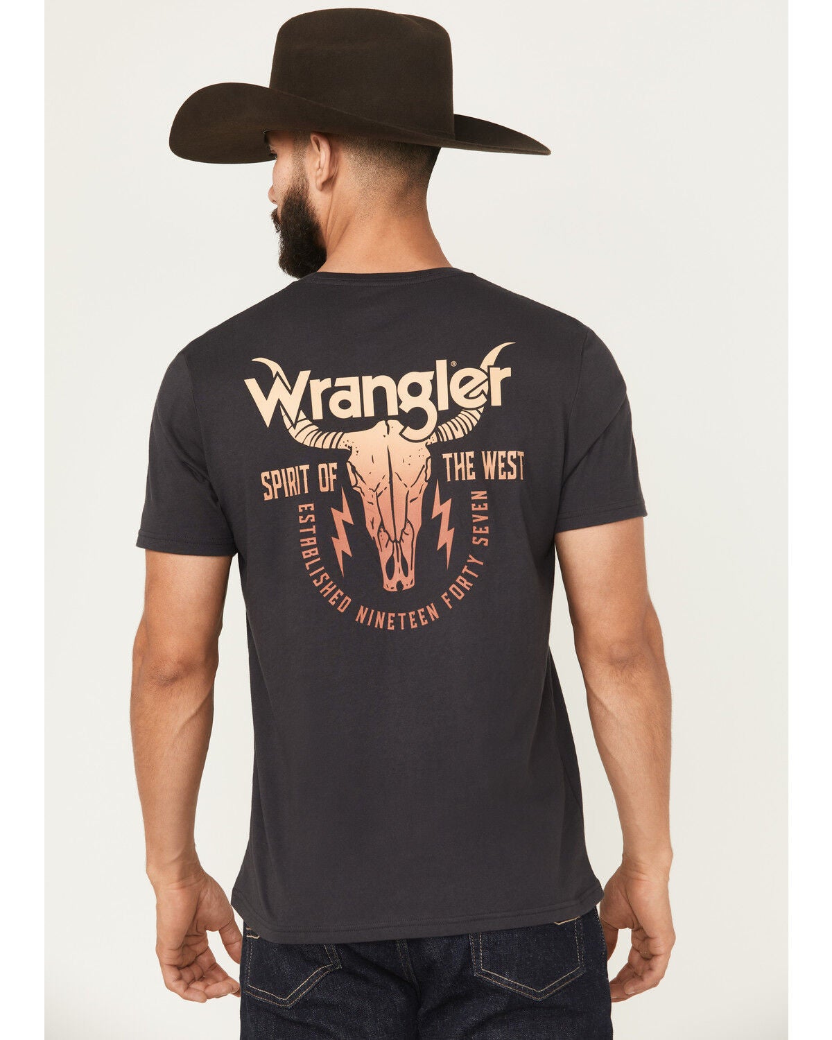 Wrangler Men's Boot Barn Exclusive Steerhead Short Sleeve Graphic T-Shirt, Navy, hi-res