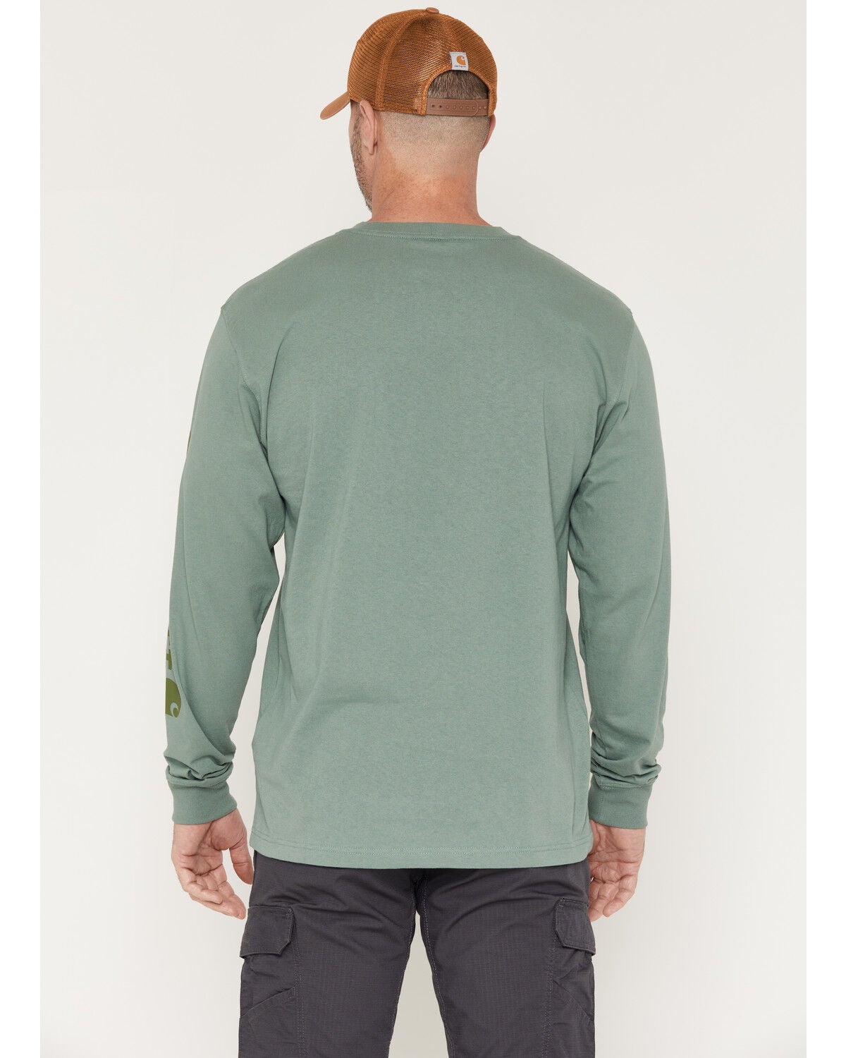 Image #4 - Carhartt Men's Deerborn Logo Loose Fit Long Sleeve Graphic T-Shirt, Sage, hi-res