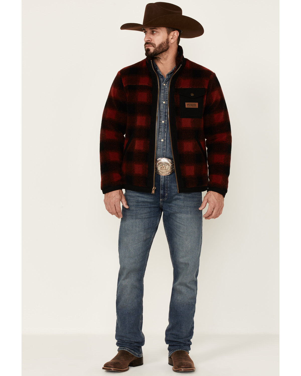 Image #2 - Pendleton Men's Buffalo Plaid Lone Fir Zip-Front Fleece Jacket, , hi-res