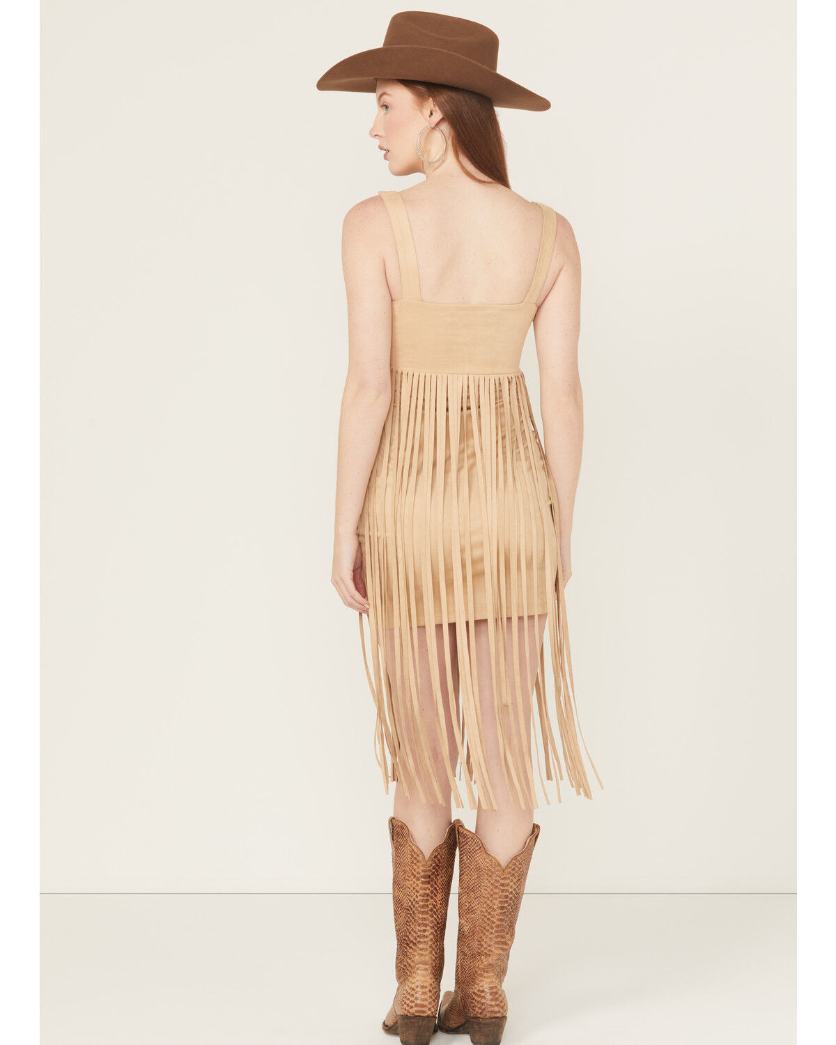 Image #4 - Idyllwind Women's Ramsey Concho Trim Faux Suede Mini Dress, Khaki, hi-res