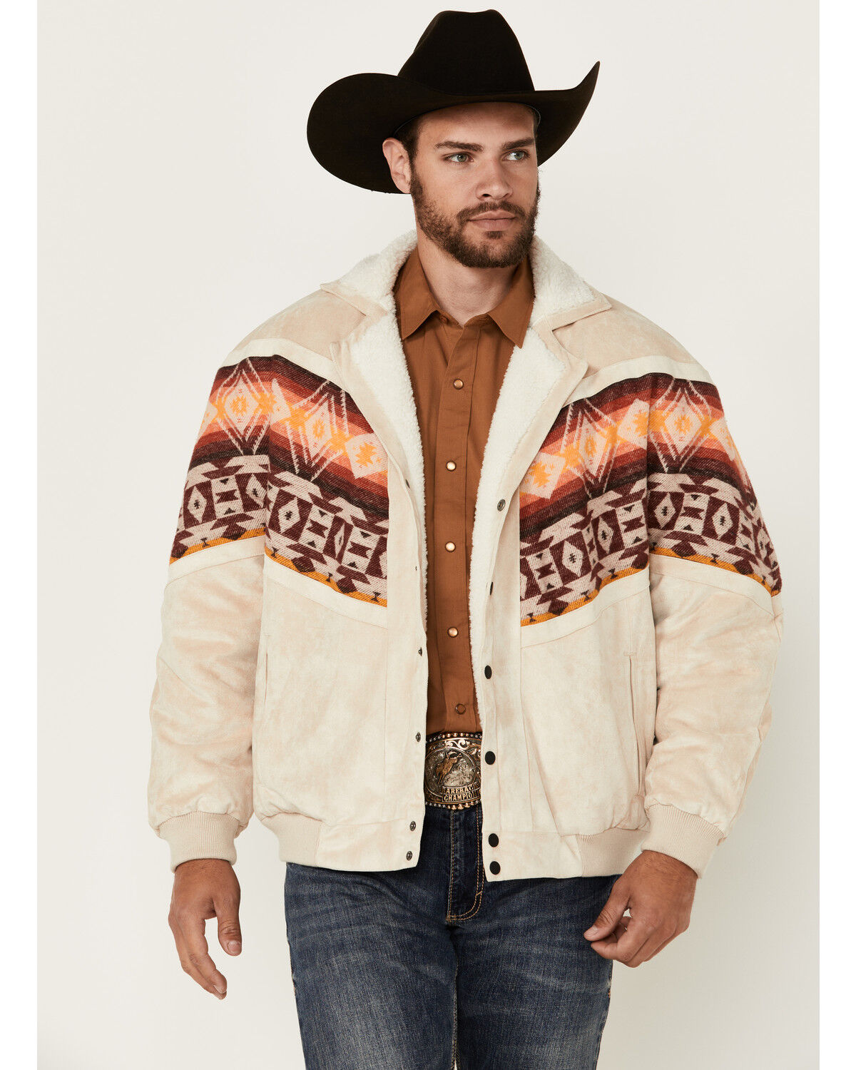 Rock & Roll Denim Men's Southwestern Border Microsuede Snap