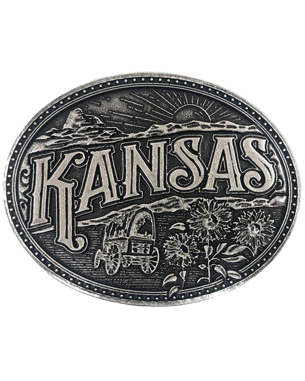 Cody James Kansas Heritage Belt Buckle, Silver, hi-res