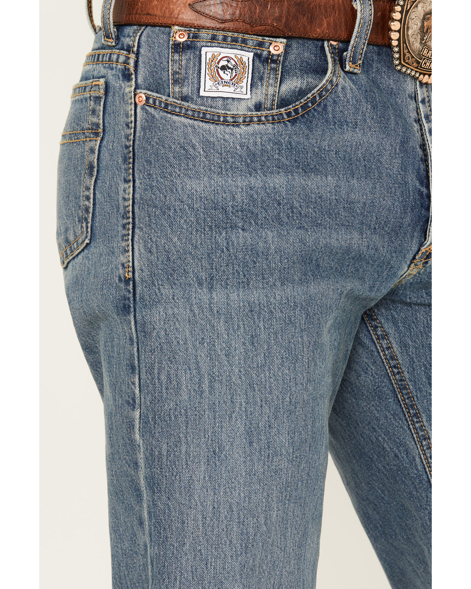 Image #2 - Cinch Men's White Label Relaxed Fit Medium Stonewash Denim Jeans, Blue, hi-res