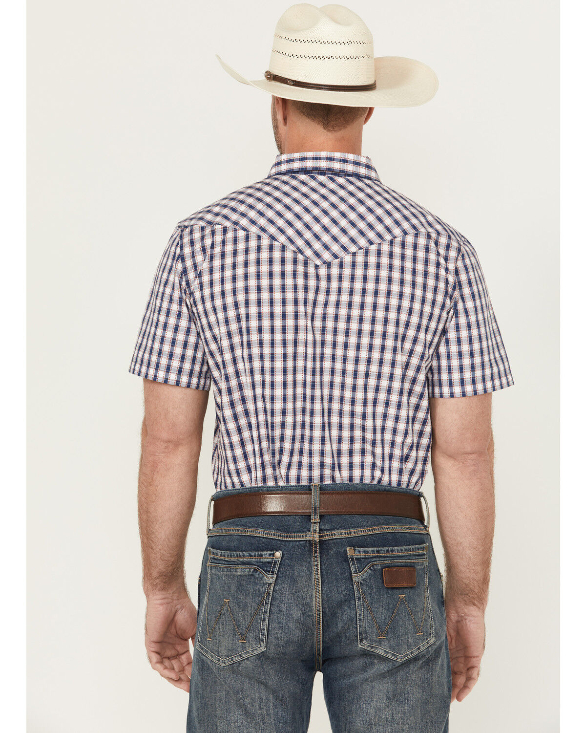 Image #4 - Gibson Trading Co Men's Pointed Arrow 2 Plaid Print Short Sleeve Snap Stretch Western Shirt, White, hi-res