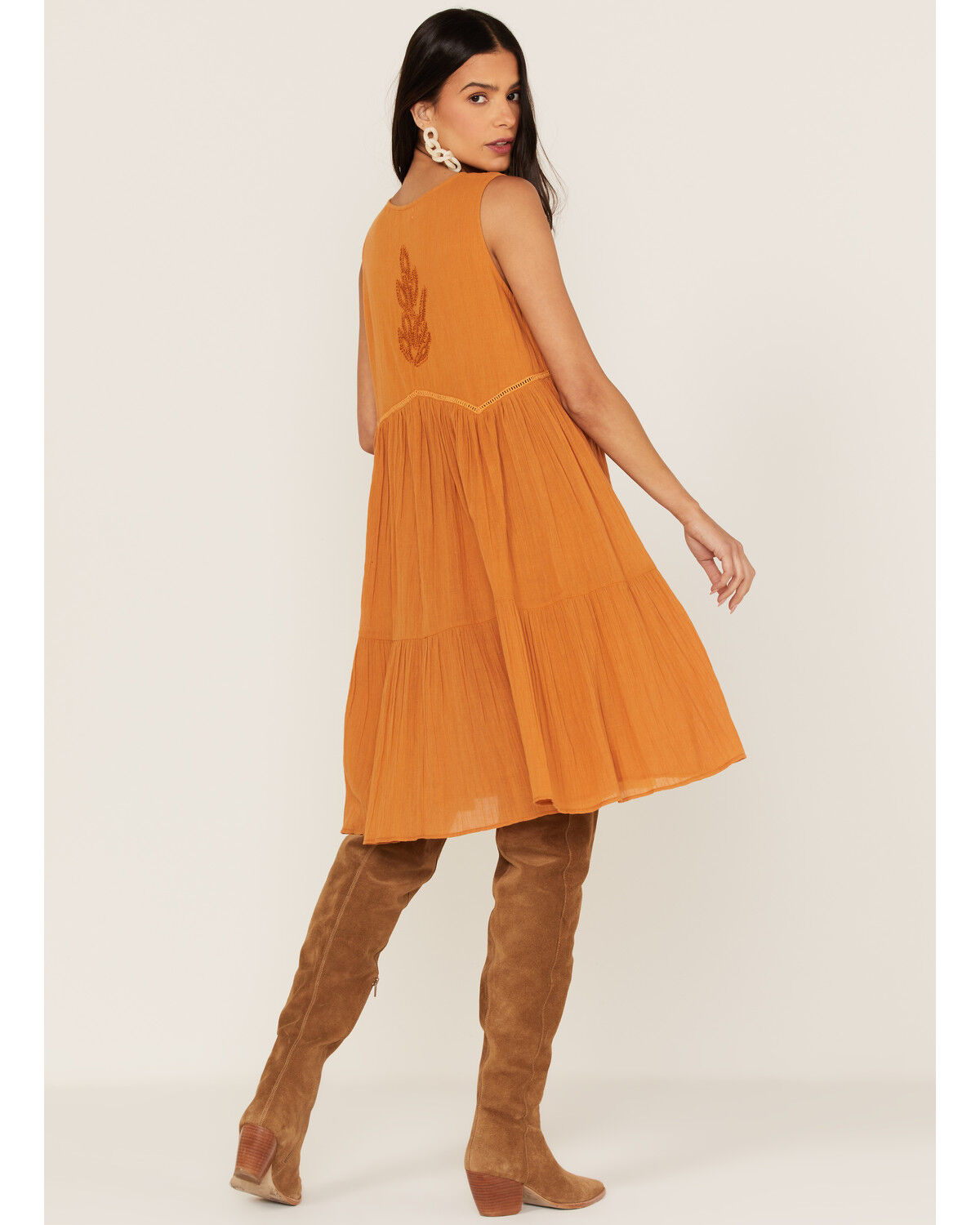 Image #4 - Talisman Women's Athena Embroidered Mini Dress, Orange, hi-res