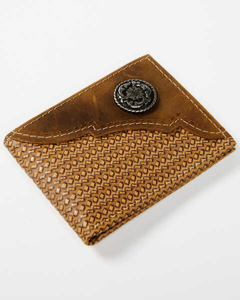 Cody James Men's Brown Bi-Fold Basket Weave Leather Wallet, Brown, hi-res