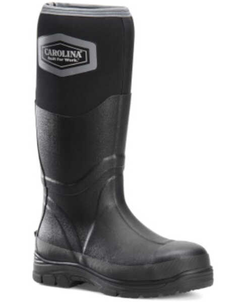 Image #1 - Carolina Men's Short Puncture Resisting Rubber Boots - Steel Toe, Black, hi-res