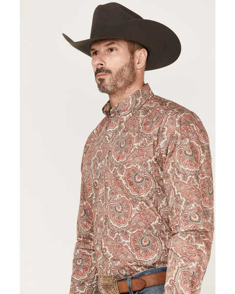 Image #2 - Stetson Men's Paisley Print Long Sleeve Button Down Western Shirt , Red, hi-res