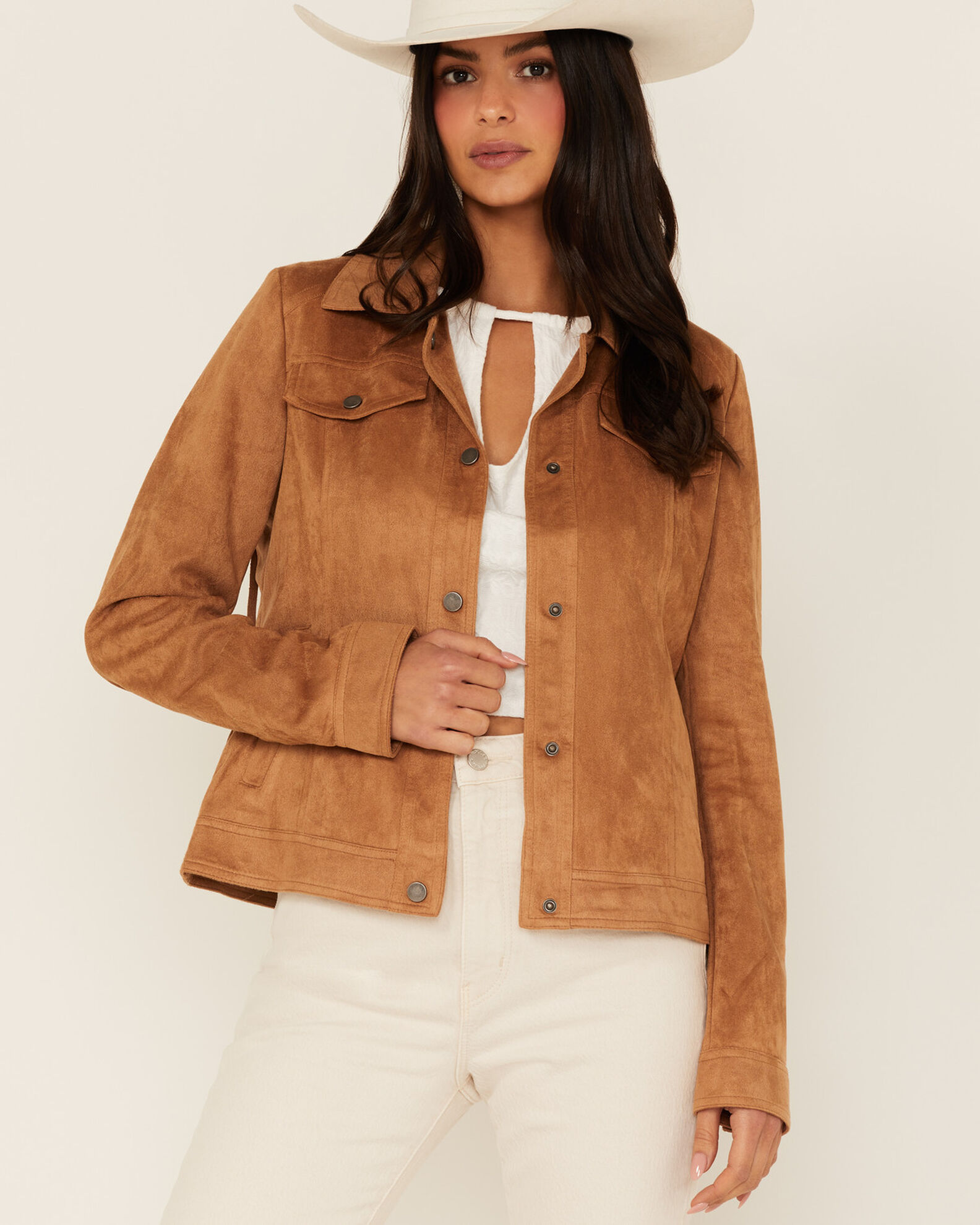 Faux suede discount trucker jacket