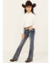 Image #3 - Grace in LA Girls' Medium Wash Mid Rise Southwestern Bootcut Jeans, Medium Wash, hi-res