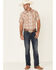 Image #2 - Cowboy Hardware Men's Paisley Striped Print Short Sleeve Snap Western Shirt , Tan, hi-res